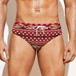 Red African Tribal Pattern Print Men's Swim Briefs
