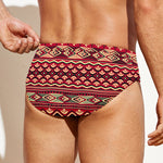 Red African Tribal Pattern Print Men's Swim Briefs