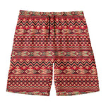 Red African Tribal Pattern Print Men's Swim Trunks