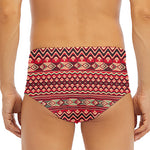 Red African Tribal Pattern Print Men's Triangle Swim Briefs