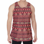 Red African Tribal Pattern Print Men's Velvet Tank Top