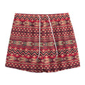 Red African Tribal Pattern Print Mesh Shorts