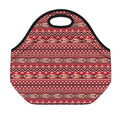 Red African Tribal Pattern Print Neoprene Lunch Bag