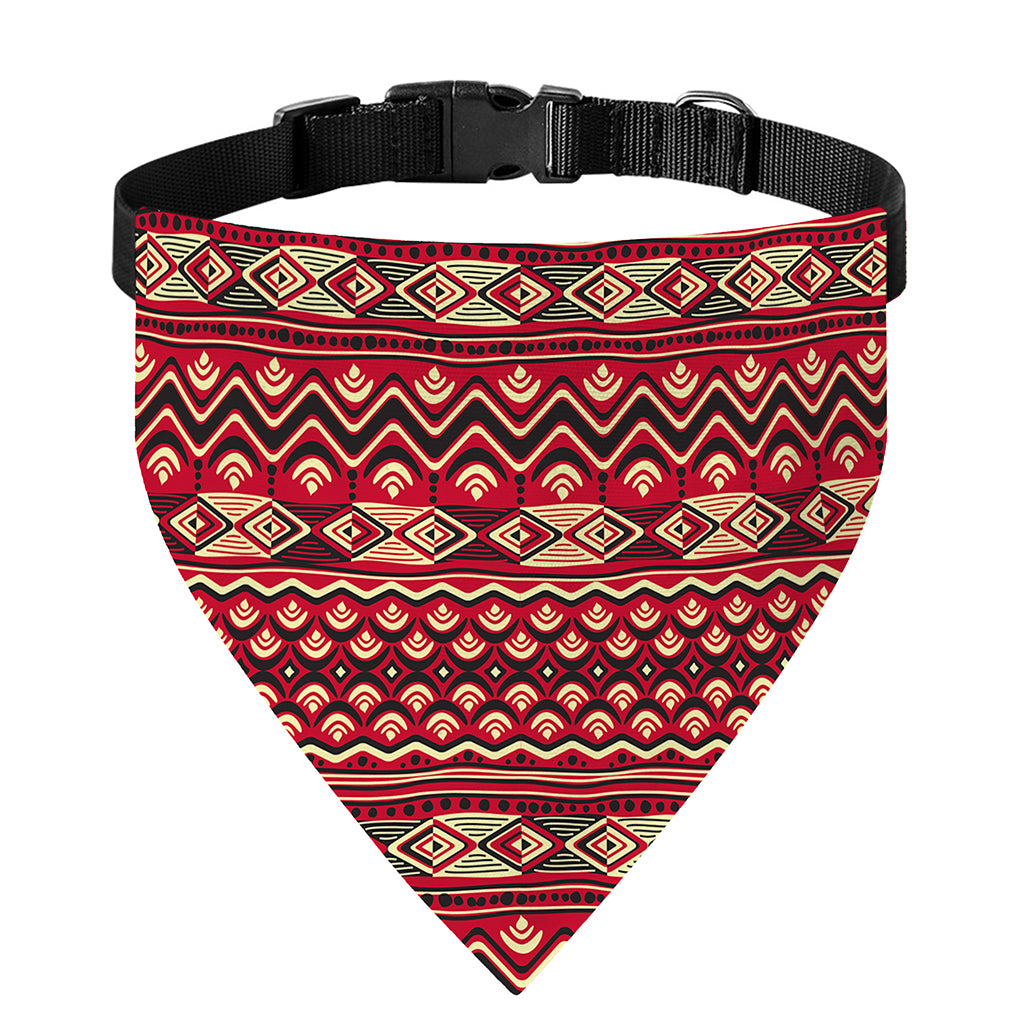 Red African Tribal Pattern Print Over The Collar Dog Bandana