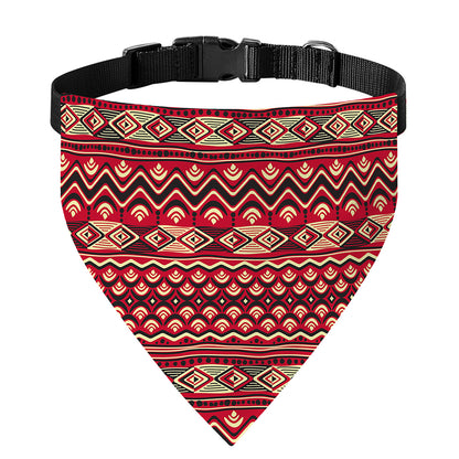 Red African Tribal Pattern Print Over The Collar Dog Bandana