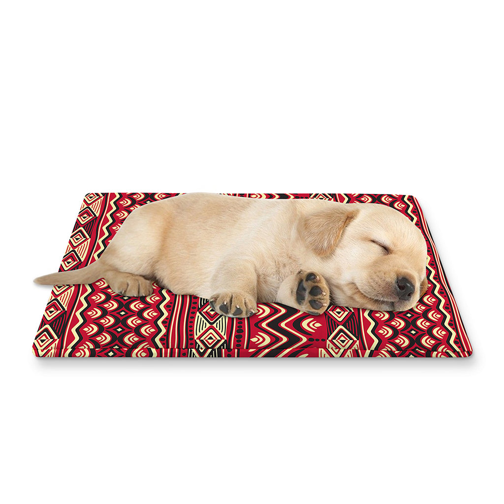 Red African Tribal Pattern Print Pet Cooling Mat Cover