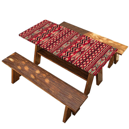 Red African Tribal Pattern Print Picnic Table Cover