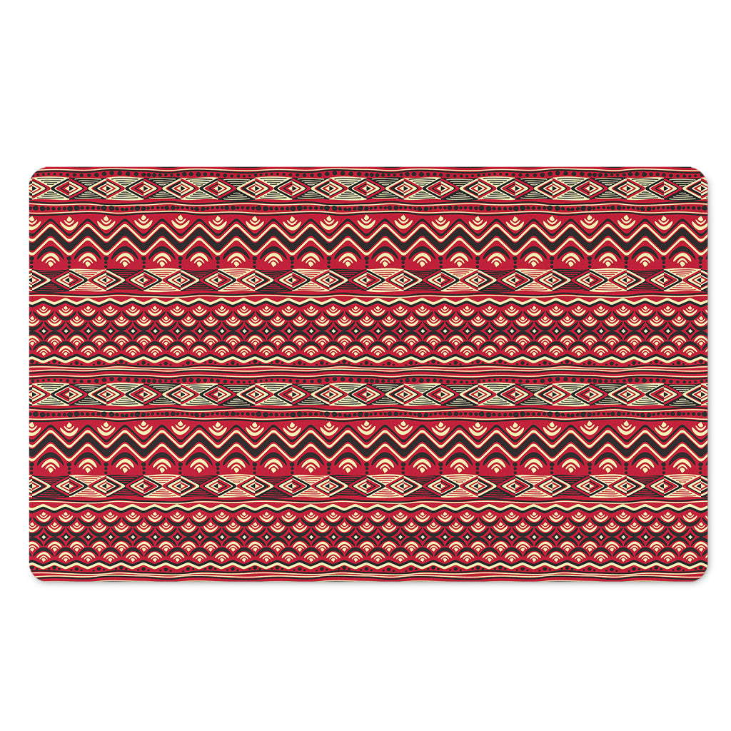 Red African Tribal Pattern Print Polyester Doormat
