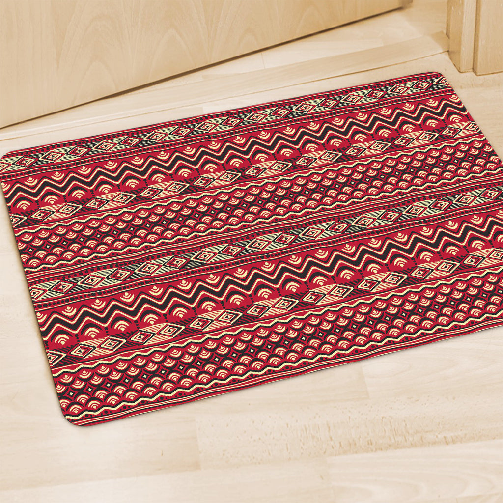Red African Tribal Pattern Print Polyester Doormat