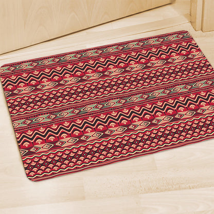 Red African Tribal Pattern Print Polyester Doormat