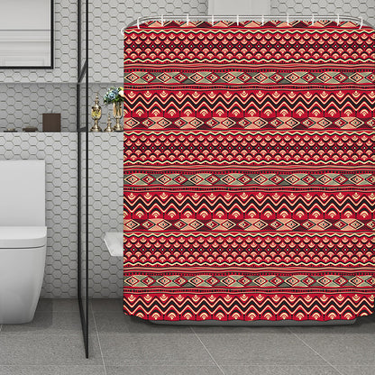 Red African Tribal Pattern Print Polyester Shower Curtain