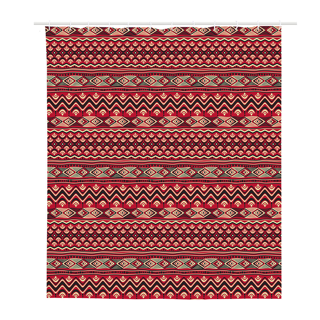 Red African Tribal Pattern Print Polyester Shower Curtain