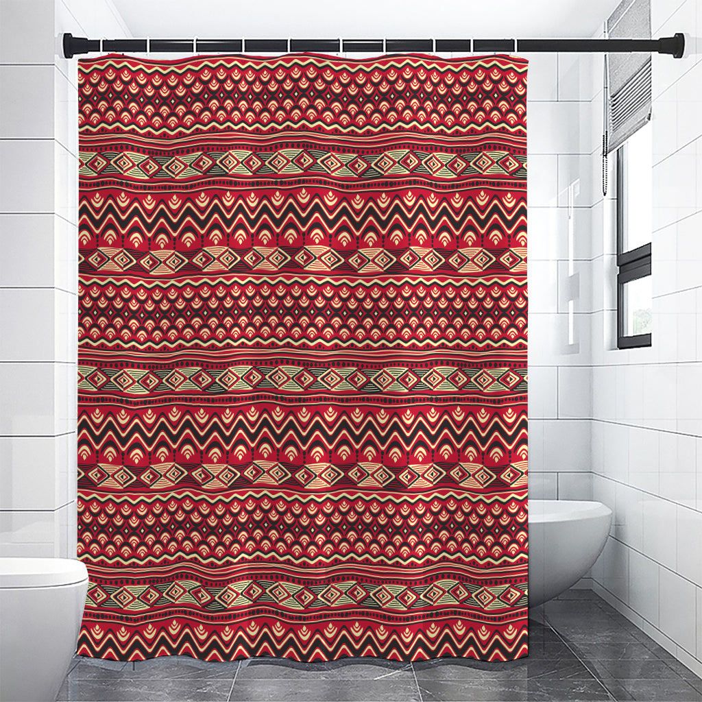 Red African Tribal Pattern Print Premium Shower Curtain