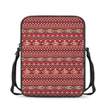 Red African Tribal Pattern Print Rectangular Crossbody Bag