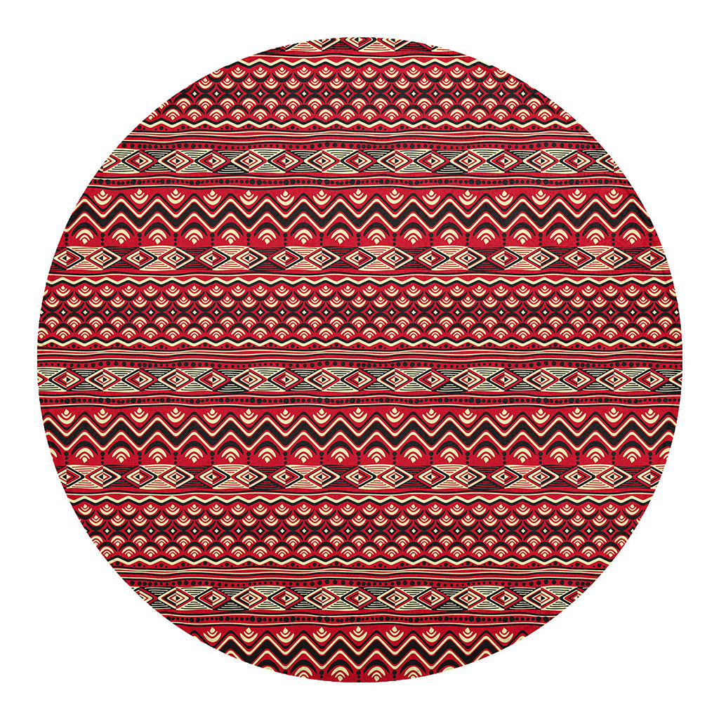 Red African Tribal Pattern Print Round Blanket
