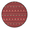 Red African Tribal Pattern Print Round Floor Mat
