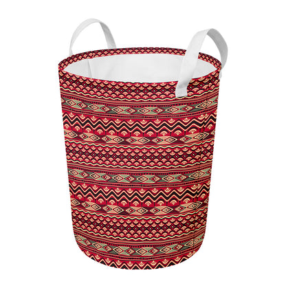 Red African Tribal Pattern Print Round Laundry Basket