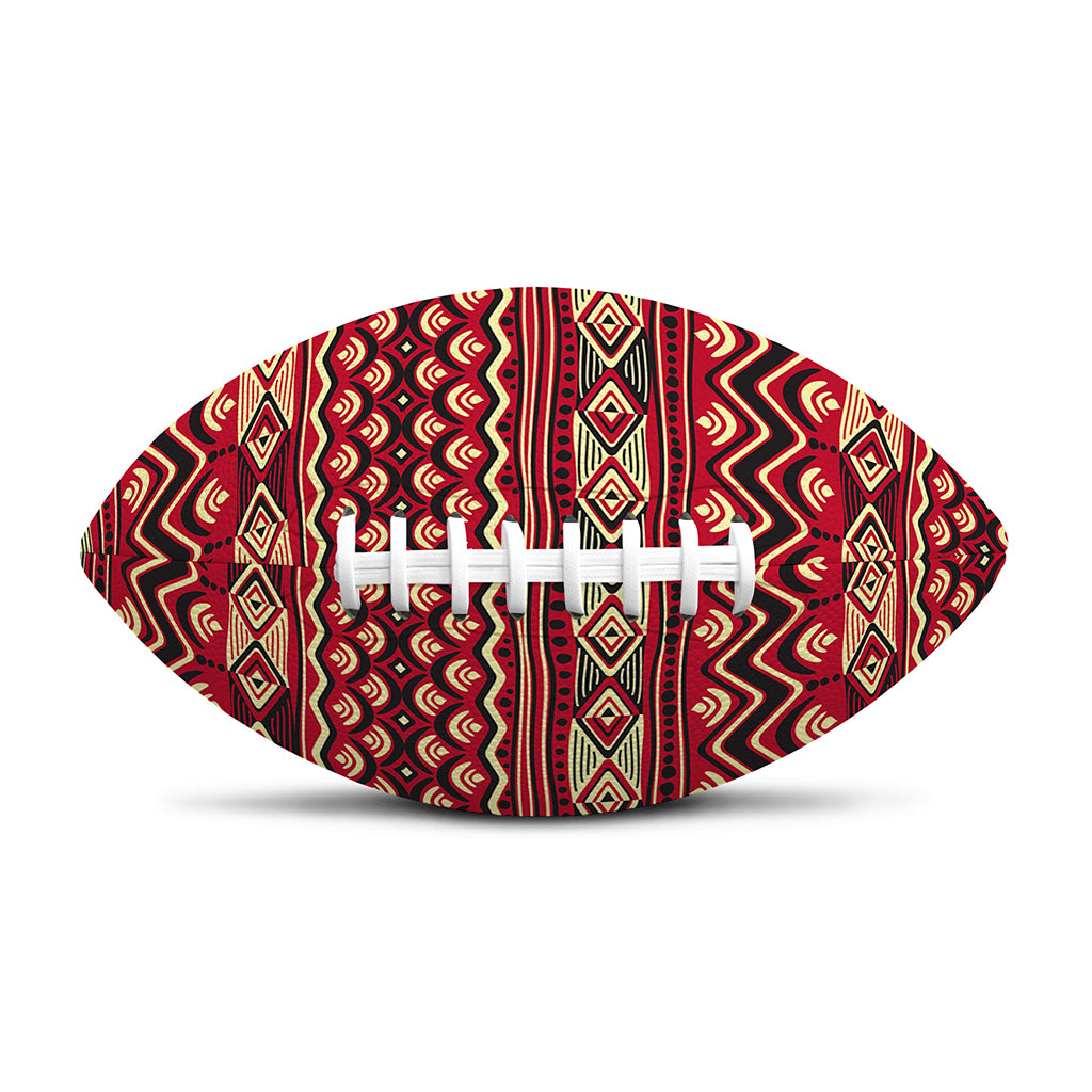 Red African Tribal Pattern Print Rugby Ball