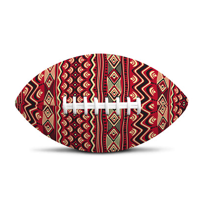 Red African Tribal Pattern Print Rugby Ball