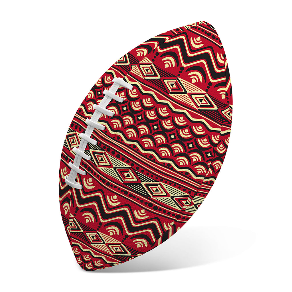 Red African Tribal Pattern Print Rugby Ball