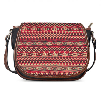 Red African Tribal Pattern Print Saddle Bag