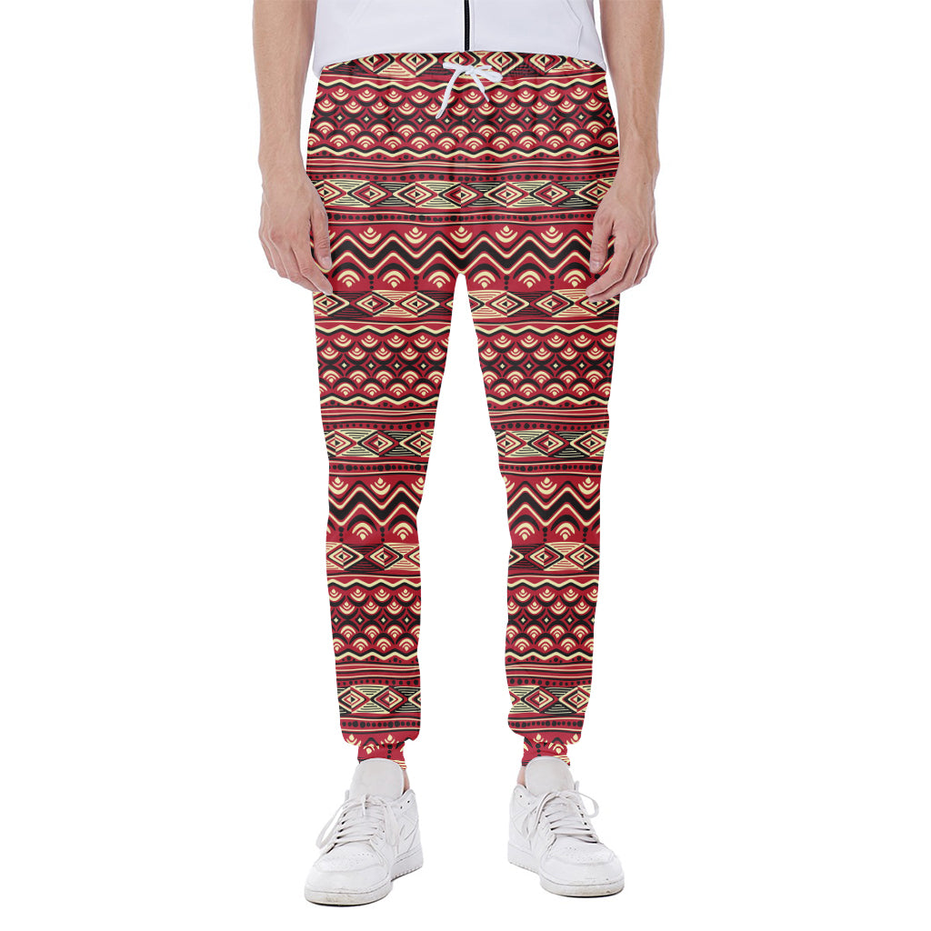 Red African Tribal Pattern Print Scuba Joggers