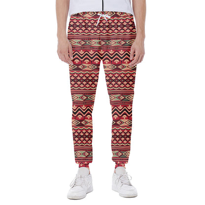 Red African Tribal Pattern Print Scuba Joggers