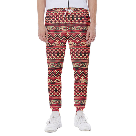 Red African Tribal Pattern Print Scuba Joggers