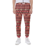 Red African Tribal Pattern Print Scuba Joggers