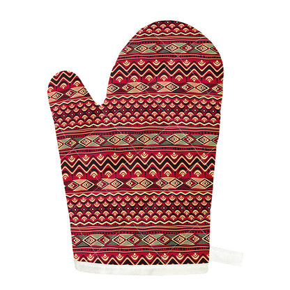 Red African Tribal Pattern Print Single Oven Mitt