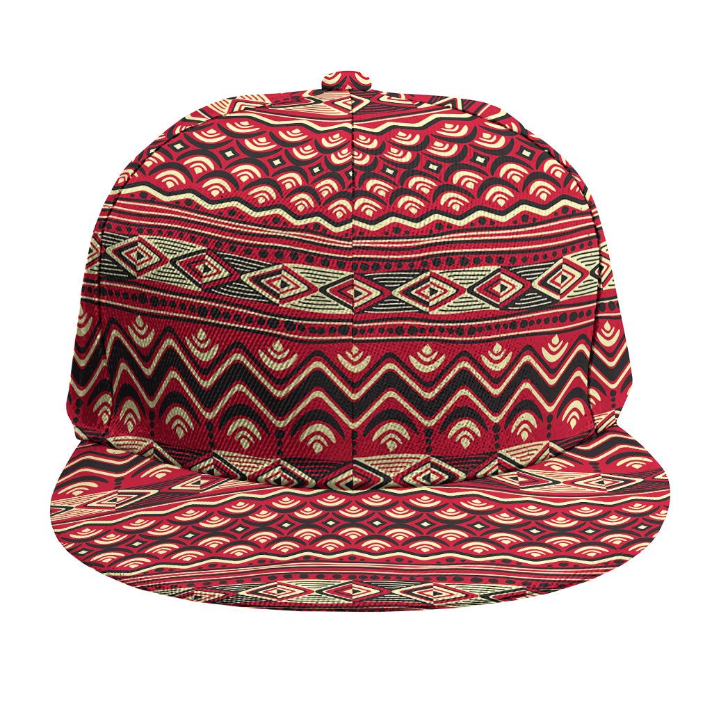 Red African Tribal Pattern Print Snapback Cap