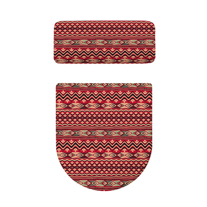 Red African Tribal Pattern Print Toilet Lid And Tank Cover Set