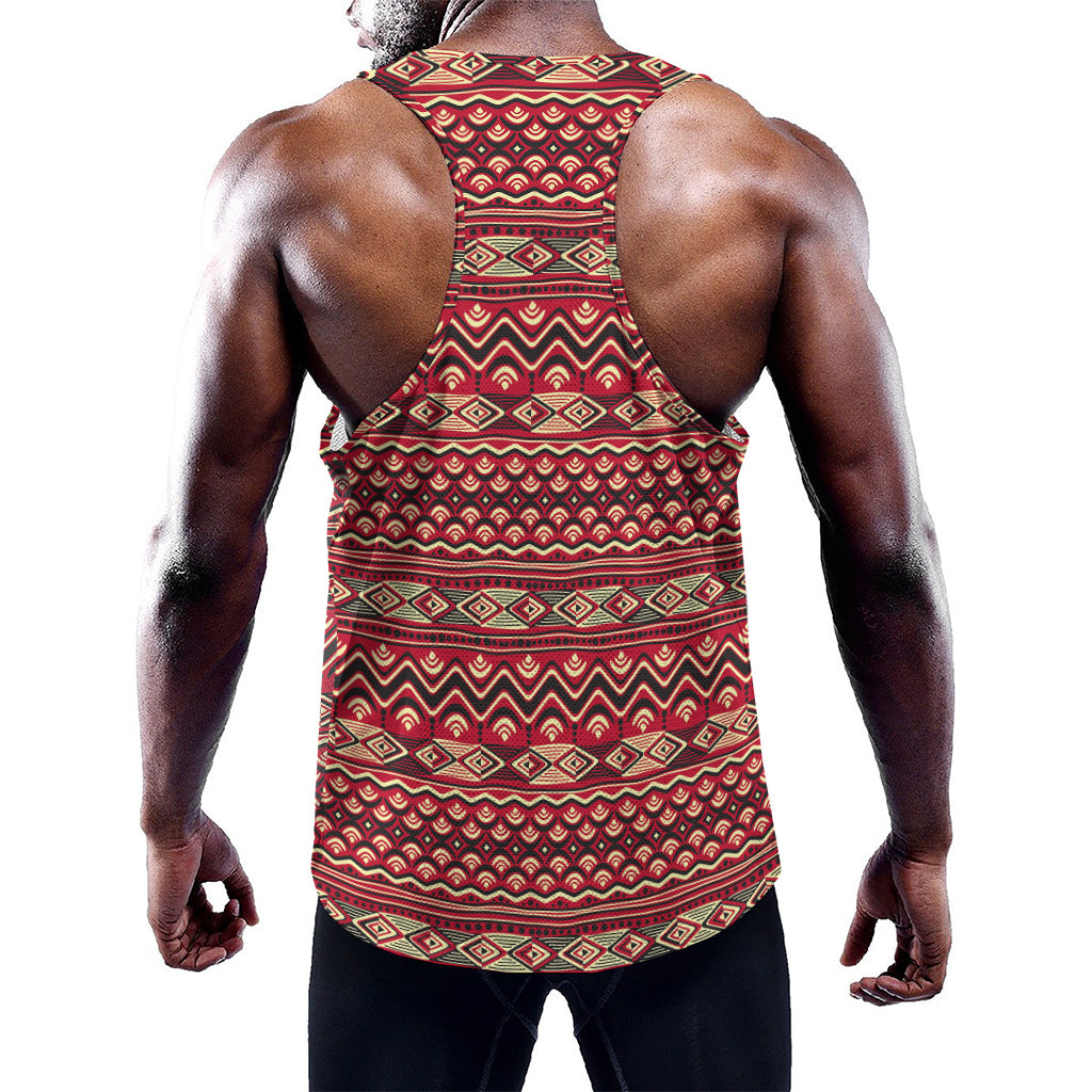 Red African Tribal Pattern Print Training Tank Top