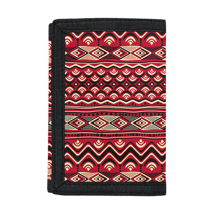 Red African Tribal Pattern Print Trifold Wallet