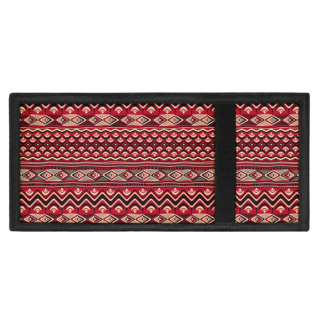 Red African Tribal Pattern Print Trifold Wallet