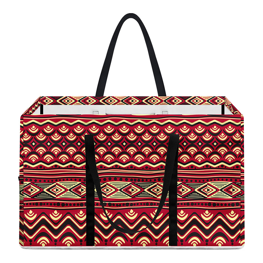 Red African Tribal Pattern Print Utility Tote Bag