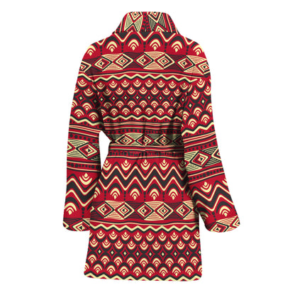 Red African Tribal Pattern Print Women's Bathrobe