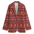 Red African Tribal Pattern Print Women's Cotton Blazer
