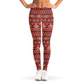 Red African Tribal Pattern Print Women's Leggings