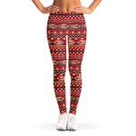 Red African Tribal Pattern Print Women's Leggings