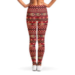 Red African Tribal Pattern Print Women's Leggings