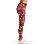 Red African Tribal Pattern Print Women's Leggings