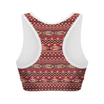 Red African Tribal Pattern Print Women's Sports Bra