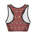 Red African Tribal Pattern Print Women's Sports Bra