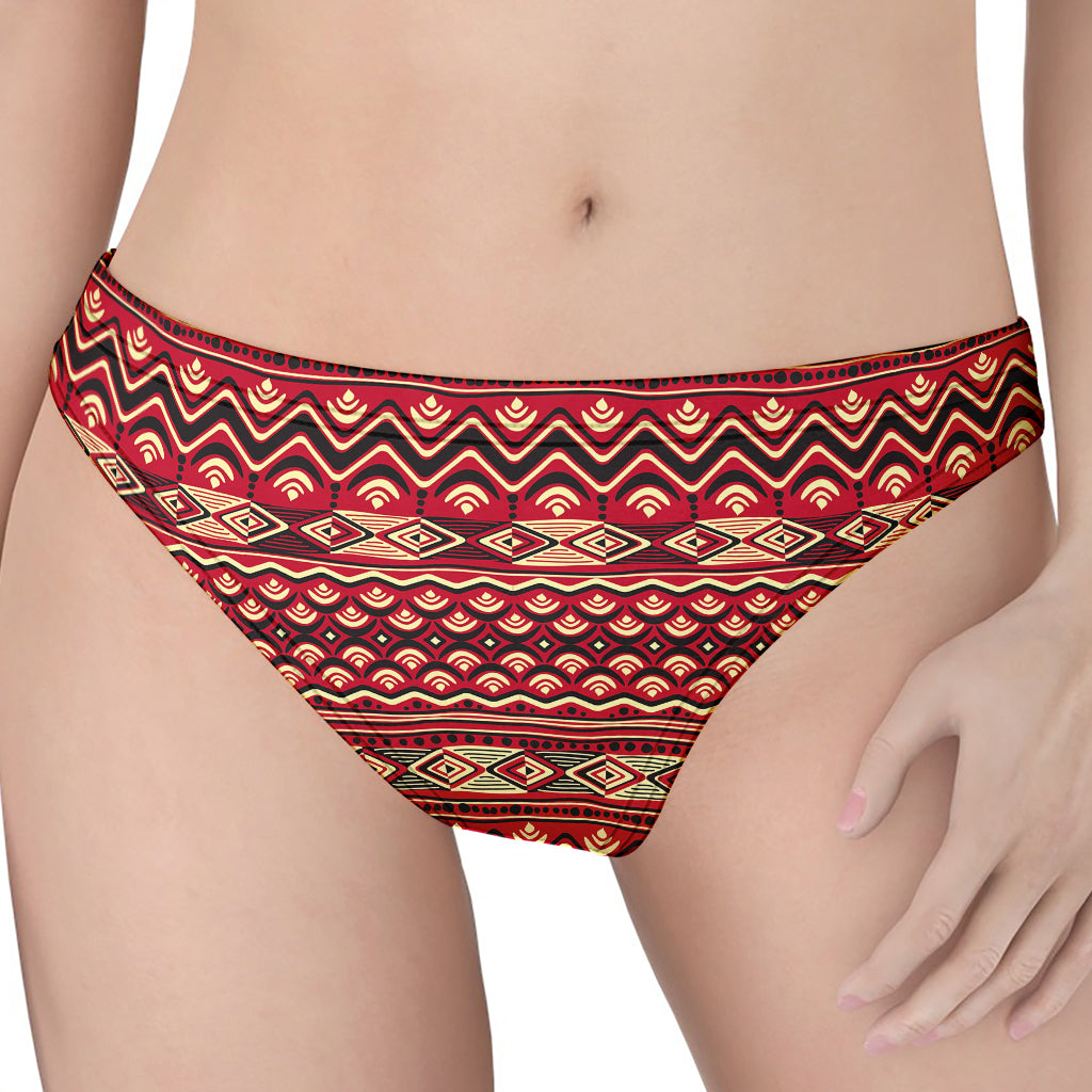 Red African Tribal Pattern Print Women's Thong