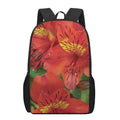 Red Alstroemeria Print 17 Inch Backpack