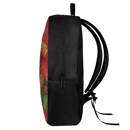 Red Alstroemeria Print 17 Inch Backpack