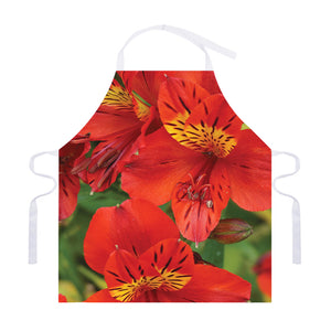 Red Alstroemeria Print Adjustable Apron