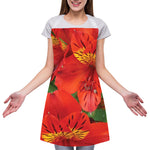 Red Alstroemeria Print Adjustable Apron