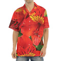 Red Alstroemeria Print Aloha Shirt